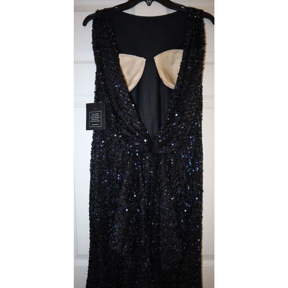 Mac Duggal 26331 Women's Sz 6 Midnight Blue Sequin Sleeveless Sheath Gown $398 - Picture 7 of 8